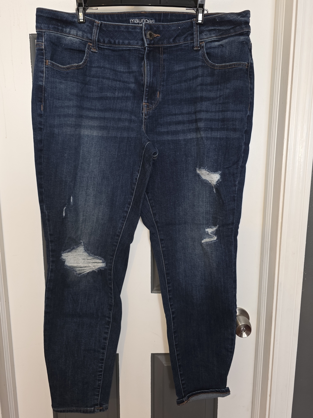 Maurices Dark Blue Distressed Skinny Jeans Size 18w